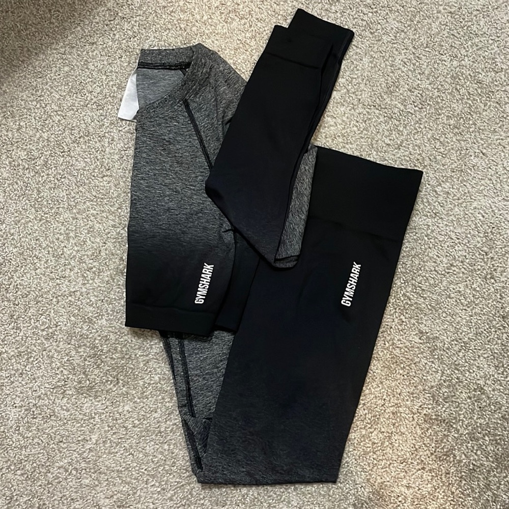 Gymshark Adapt Ombre Seamless Crop Top & Legging Set Black/Black Marl